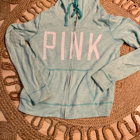 Victoria secret PINK size medium mint blue zip up - Picture 2 of 3